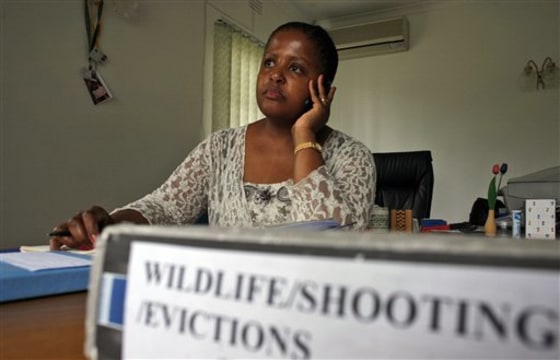 Environmentalist-lawyer Thuli Makama works at her office in Mbabane, Swaziland.